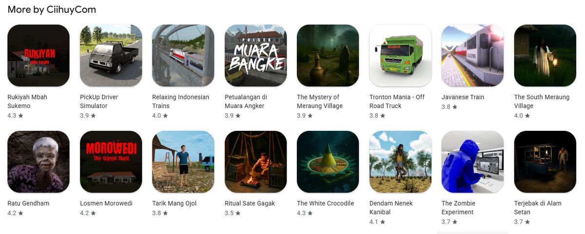 Daftar aplikasi CiihuyCom di Google Play